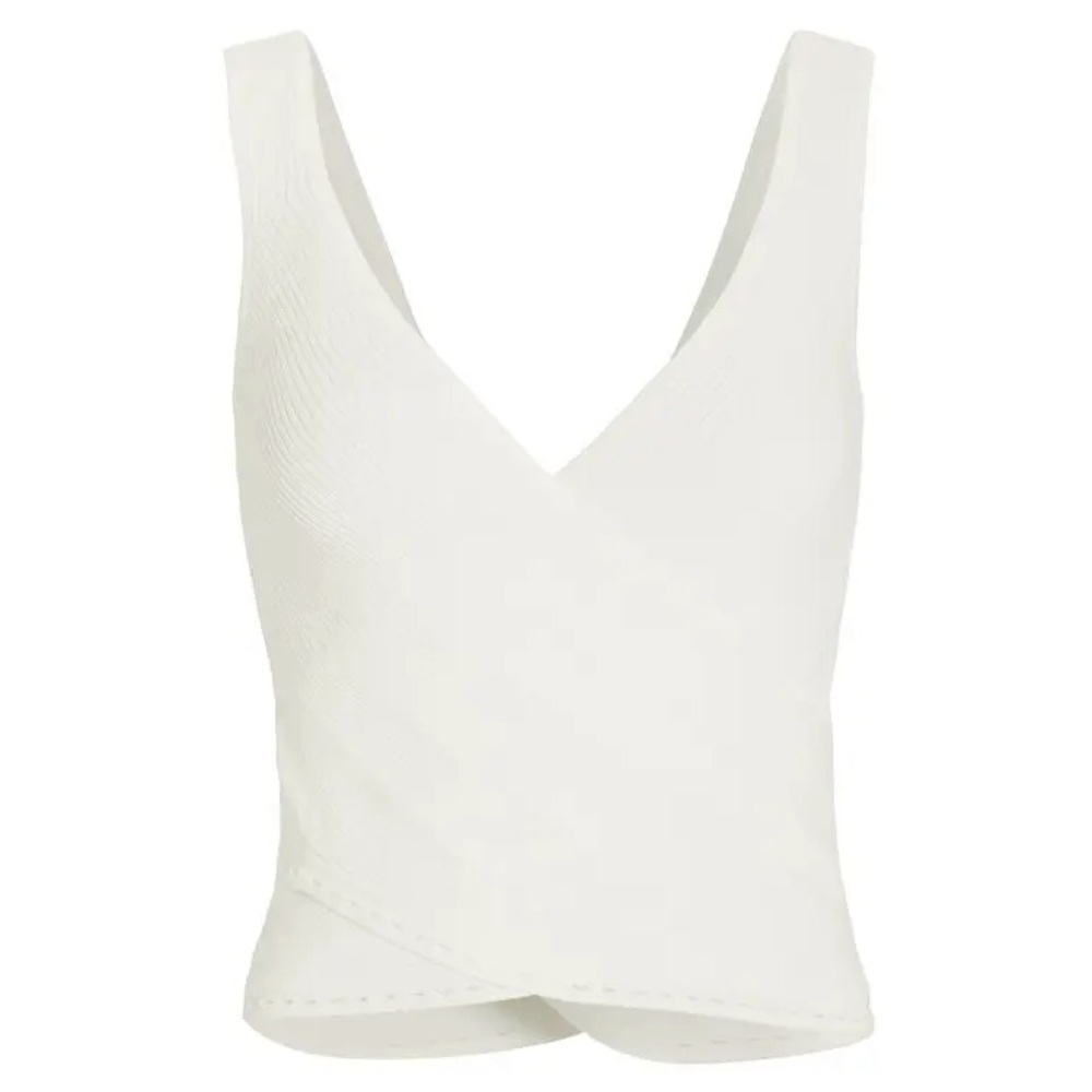Jonathan Simkhai White Crossover Rib Knit Tank Top